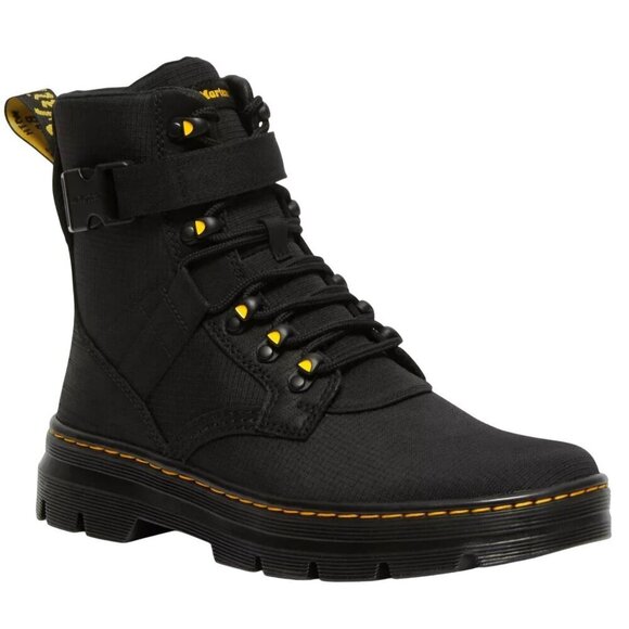 Dr. Martens Combs Tech ll Black Ripstop Nubuck Leather Combat Boots Size 13 - Picture 1 of 12
